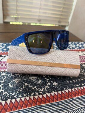 Jimmy Choo Unisex Rylan Sunglasses, Blue & Black, New with Case